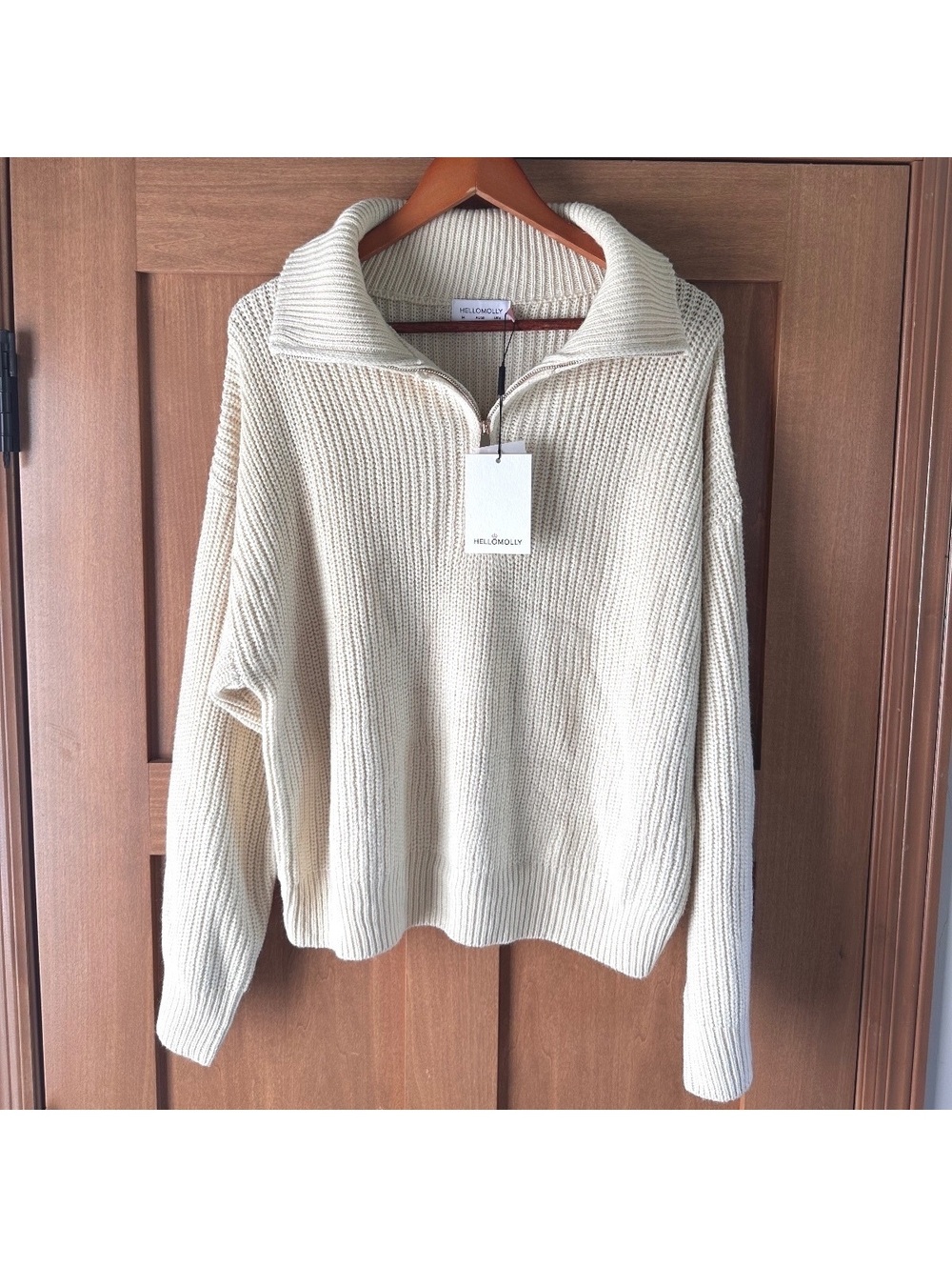 NWT Hello Molly Snowfall Knitted Half Zip Sweater Cream Women’s Medium